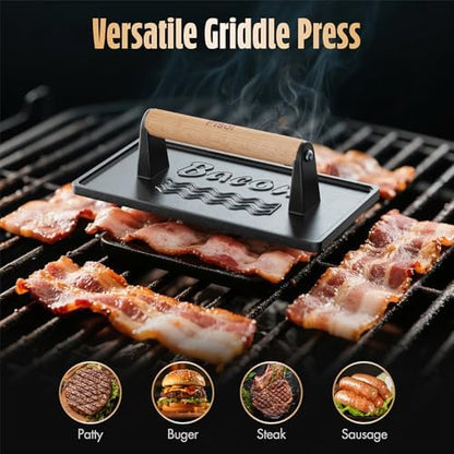 Pisol Cast Iron Smash Burger Press, Steak Weight Bacon Meat Press Tool - Image 6