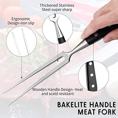 Chengu 2 Pack 12'' Meat Carving Fork Set Straight and Curved Two Prong Fork - Image 3