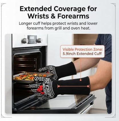 America 250 BBQ Grill Gloves, Heat Resistant, Extra Long 13.8 Inch, Silicone - Image 4