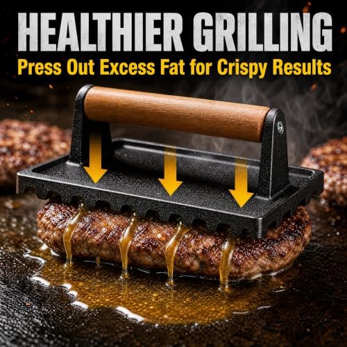 Smash Burger Press Kit, Cast Iron Burger Smasher, Steak Weight - Image 6