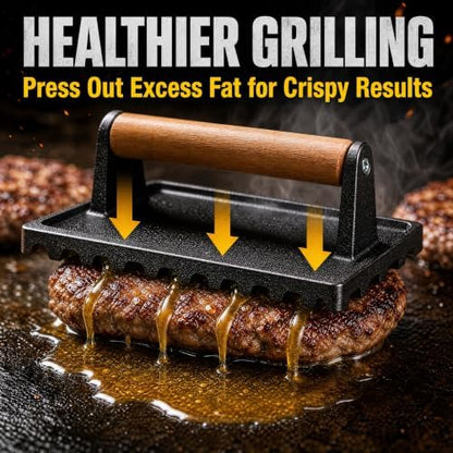 Smash Burger Press Kit, Cast Iron Burger Smasher, Steak Weight - Image 6