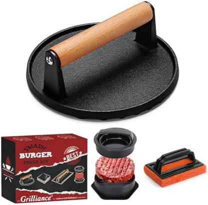 Grilliance Smash Burger Press Kit, 3 in 1 Hamburger Press Patty Maker, Dark by GrillianceBBQSET
