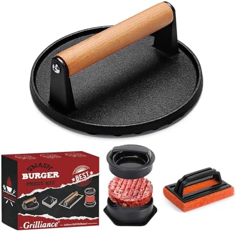 Grilliance Smash Burger Press Kit, 3 in 1 Hamburger Press Patty Maker, Dark by GrillianceBBQSET