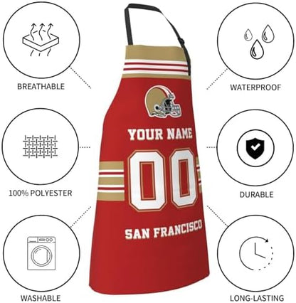 Personalized Football Style Aprons Add Name and Number Kitchen Aprons Work - Image 6