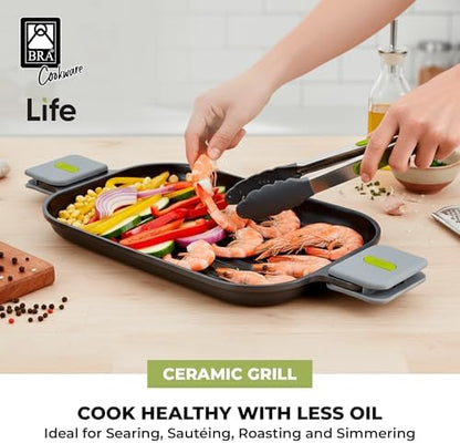 BRA COOKWARE Life Ceramic Nonstick Grill | 12.6x9.4 Inches Aluminum Griddle - Image 4