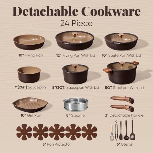 CAROTE 24Pcs Ceramic Cookware Set - Image 2