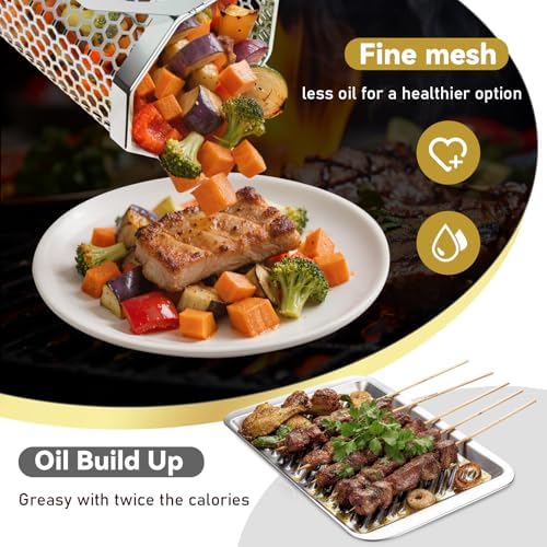 Octagonal Grill Basket, Heavy Duty Stainless Steel Grill Baskets - Image 7