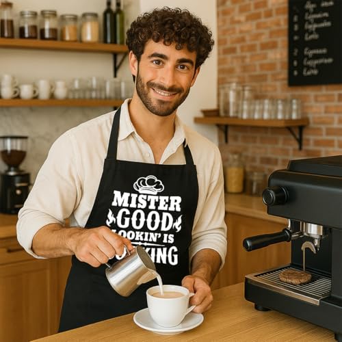 Funny Black Grill Apron with Pockets - Image 5
