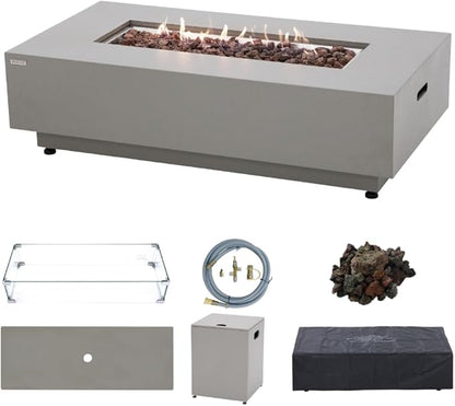 Westwood 50” Propane Fire Pit Smokeless Firepit Converts to Outdoor Gas Fire Pit for Outside Patio Firepit Table Includes Windscreen Rain & Tank Cover Lava Rocks Lid CSA Certified