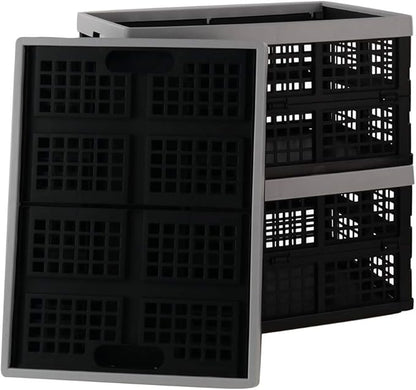 Jekiyo 34-Liter Folding Crates Storage, Collapsible Container Plastic, Set of 3