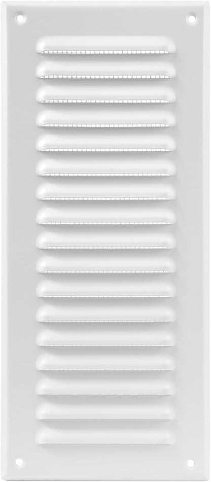 Vent Systems – 3.35 x 9.84 Inch (Inner) White Metal Rectangular Soffit Air Vent Grille Cover, Register Vent Deflector Louver Built-in Mesh HVAC For Bathroom Home Office Kitchen 4.92" x 11.61" (Outer)