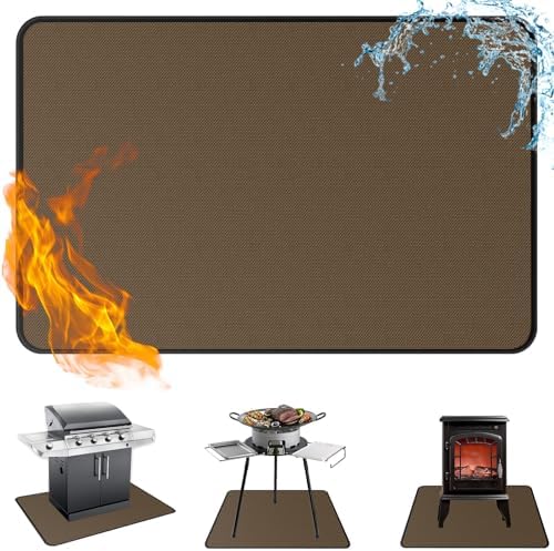 Anze Under Grill Mat for Outdoor Grill, 38 x 65 in，Brown by Anze