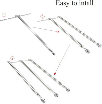 Gassaf 22.5 inch flavorizer bars and 28 1/8 inch Burner Tube Set Replace for Weber Spirit E-310, E-320, Genesis Silver B C, Spirit 700, Weber 900, Parts Kit Replace for Weber 7536 65903 7508