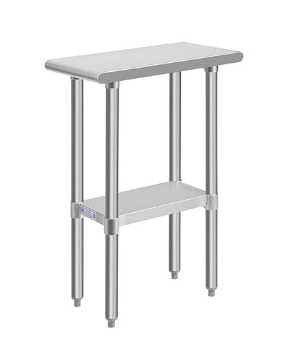 Hally Stainless Steel Table for Prep & Work 24 x 12 Inches, NSF Commercial Heavy Duty Table with Undershelf and Galvanized Legs for Restaurant, Home and Hotel