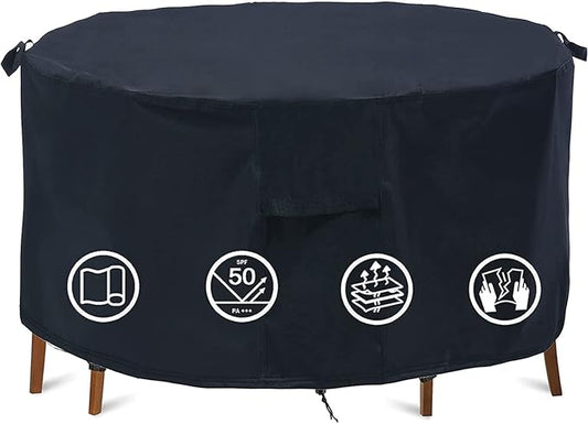 Round Patio Furniture Covers - 110" Dia Waterproof Table & Fire Pit Cover - Anti-Fading for Outdoor Dining Set