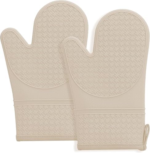 Silicone Oven Mitts, Heat Resistant 500F Kitchen Mitts 2PCS, 11.6" BPA-Free by Hovico