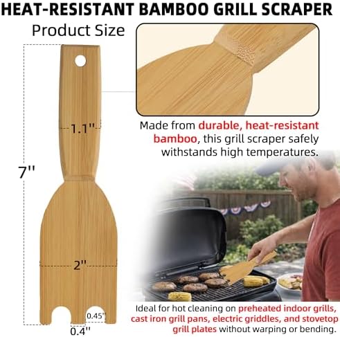 TonGass Bamboo Grill Scraper Cleaning Tool Fit - Image 2