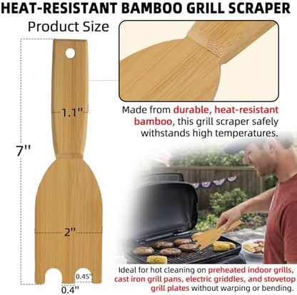 TonGass Bamboo Grill Scraper Cleaning Tool Fit - Image 2