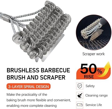 18" BBQ Grill Brush with Wide Scraper - Image 5