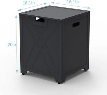 Propane Tank Cover Table, Square Propane Tank Holder Hideaway for 20 lb Propane Tanks, Gas Tank Storage Side Table - Carbon Gray