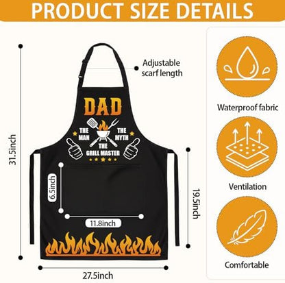 Dad Apron for Men, Apron with Pockets, Gifts for Father's Day Birthday Christmas - Image 2