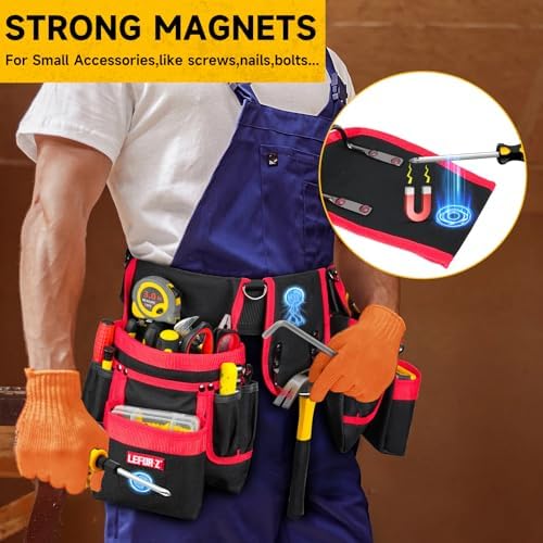 Tool Belt with 4 D-Rings, 27-Pockets Tool Belts - Image 4