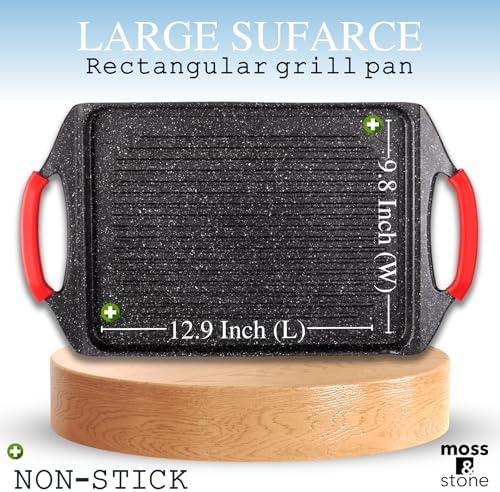 Moss & Stone Griddle Aluminum BBQ, Rectangle Grill Pan - Image 4