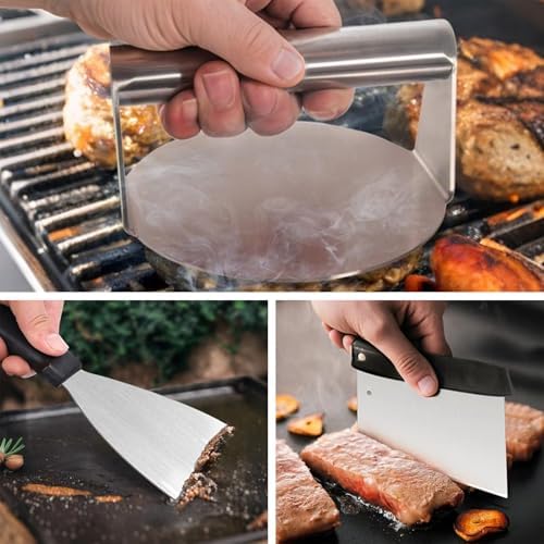Metal Spatula Set for 5-Griddle Spatula-Griddle Scraper-Burger Press-Stainless - Image 6