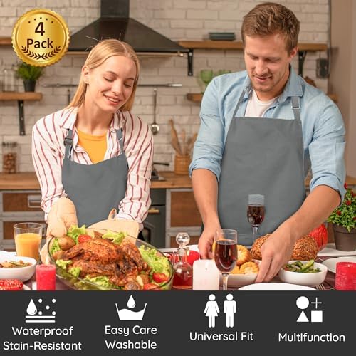 4 Packs Waterproof Cooking Chef Bib Aprons - Image 2
