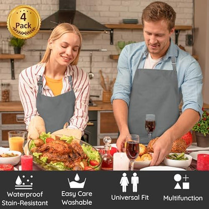4 Packs Waterproof Cooking Chef Bib Aprons - Image 2