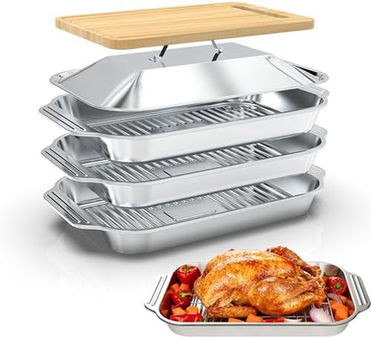 Grilling Prep and Serve Trays, 5-in-1 Grill Carry System Stainless Steel Food by DogPurseCarrier