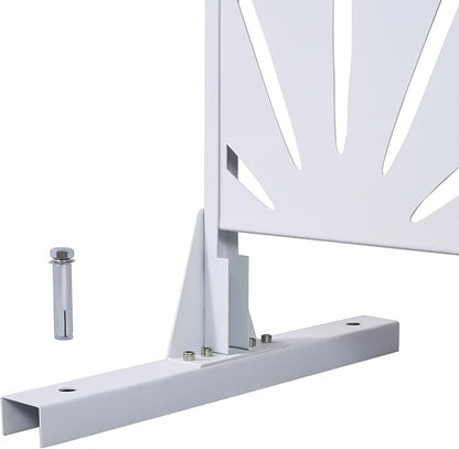 Outdoor Privacy Screen, 76" H x 48" W Decorative Metal Panel, Steel Privacy Divider with Freestanding Base, Ideal for Garden, Patio, or Balcony, White