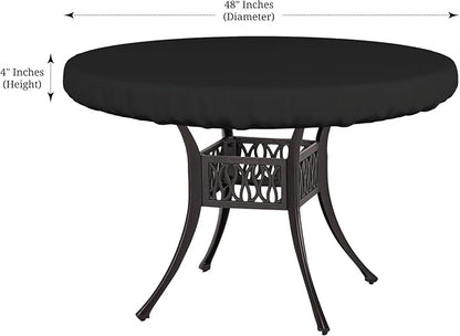 Covers & All Round Table Top Cover, 18 Oz Heavy Duty Waterproof UV & Weather Resistant Patio Table Cover, Outdoor Table Cover for Patio Outdoor Furniture & Coffee Table (48" Diameter x 4" H, Black)
