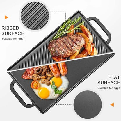 GasSaf Cast Iron Griddle 15x9 Inch, Reversible Double-Sided 2-in-1 Griddle Plate - Image 4