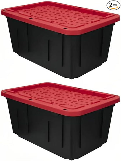2-Pack 27-Gallon Storage Boxes with Snap-on Lids. Durable and Suitable for Storing Household Items, as well as for Use in Industrial and Outdoor Environments.