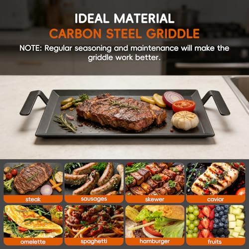 XUDAKAIXIN Carbon Steel Griddle + Grill Press | Professional-Grade Seasoned - Image 3