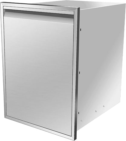 Pull Out Trash Drawer, Lower Sliding Rails Stainless Steel Roll Out Trash Bin Pull Out Tray With Handle For Outdoor Kitchen BBQ Island Grill Station,Trash Drawer