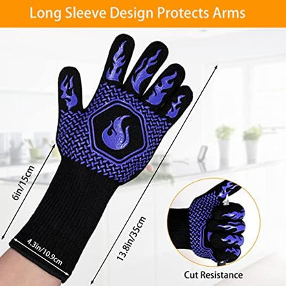 BBQ Gloves 1472F Heat Resistant Non-Slip Silicone 13.5in - Image 2
