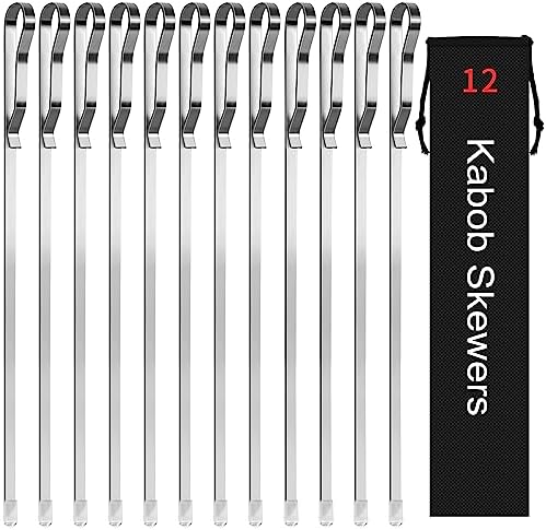 Kabob Skewers 17" Stainless Steel Long BBQ Barbecue Skewers by JYCOOKMENT