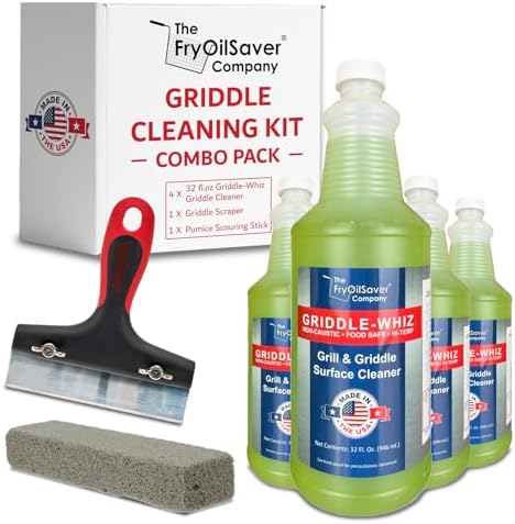 4-Pack Flat Top Griddle Cleaning Kit, 128oz Liquid, Grill Scraper by THEFRYOILSAVERCOMPANY