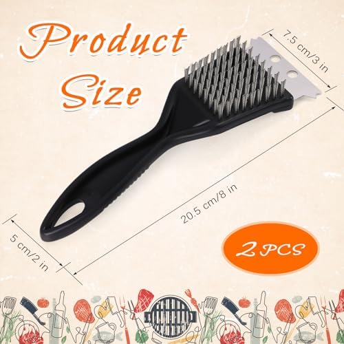 2 Pcs Grill Brush and Scraper, Barbecue Grill Cleaning Brush Stainless Steel - Image 2