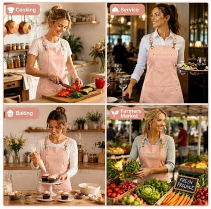Double Sided Cross Back Chef Apron - Image 6