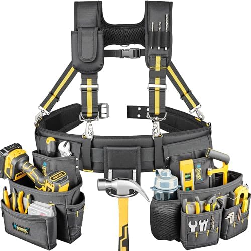 Bravex Tool Belt Suspenders, Tool Vest Pro Ultra 20 Bags H-Style Toolbelt 5 by Voltstorm