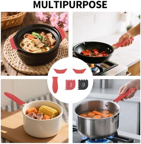 5pcs Silicone Handle Cover for Lodge Cast Iron Skillets, Includes Pan Grip - Image 7