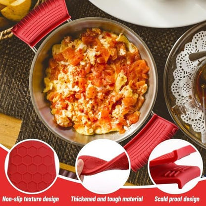 4 Pack Silicone Hot Handle Holder Cover Cast Iron Handle Cover Silicone Pot - Image 4