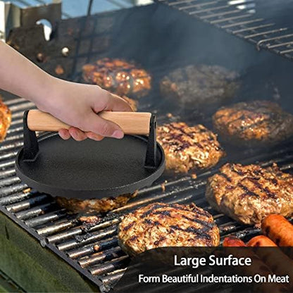 Leonyo 6 Inch Cast Iron Smasher Burger Press - Image 3