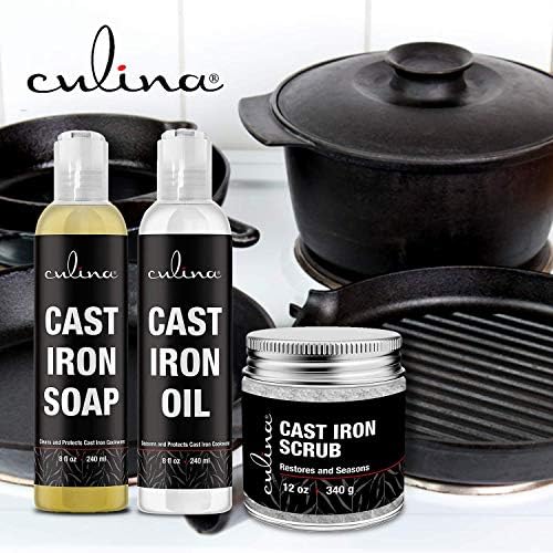 Culina Supreme Cast Iron Care Set: Restoring Scrub, Cleaning Soap & - Image 2