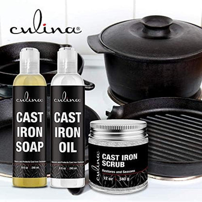 Culina Supreme Cast Iron Care Set: Restoring Scrub, Cleaning Soap & - Image 2
