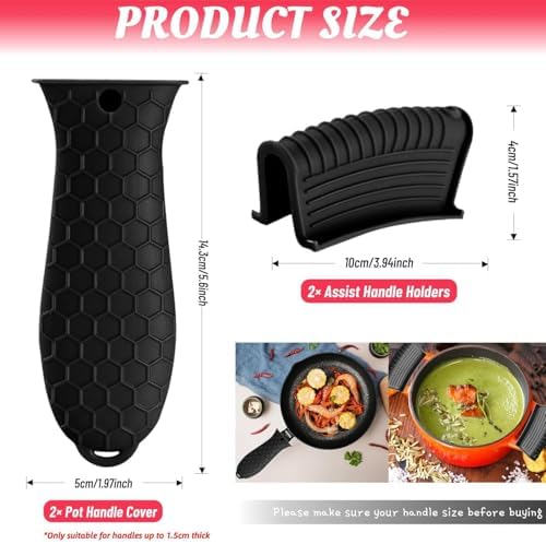 4 Pack Silicone Hot Handle Holder Cover Cast Iron Handle Cover Silicone Pot - Image 3