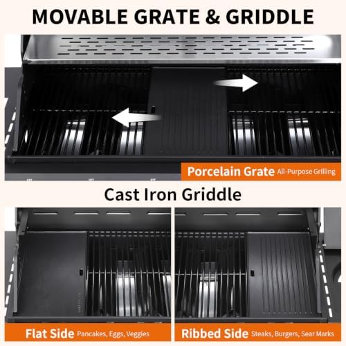 6 Burner Gas Grill with Side Burner, Griddle and Grill Combo - Image 4